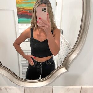 Black tweed Crop Top